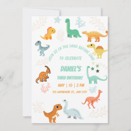 Convites Chomp do aniversário de 3 anos do Dinosaur Rawr