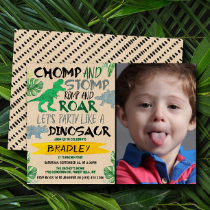 Convites Chomp & Stomp! Dinossauro, qualquer foto de aniver