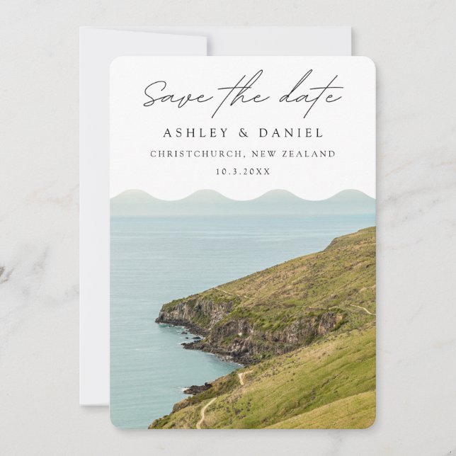 Convites Christchurch Salve o Dia Casamento na Nova Zelândi (Frente)