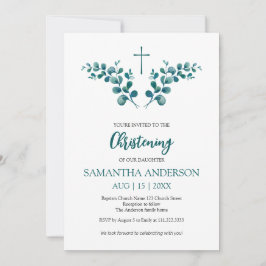 Convites Christening Baptism Eucalyptus