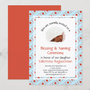Convites Christening   NOMEAÇÃO DE EMBALAGENS   Azul-coral 