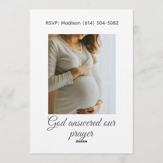 Convites Christian Baby Girl Shower Personalized Text Photo (Verso)