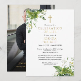 Convites Christian Greenery Memorial Foto Funeral