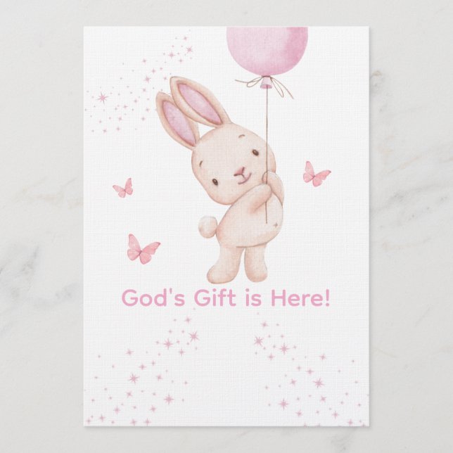 Convites Christian Pink Girl Baby Shower Invitation (Frente)