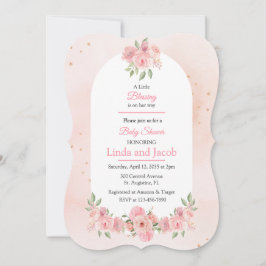 Convites Christian Rose Floral Baby Girl Shower Invitation