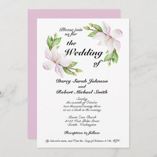 Convites Christian Wedation Invitation Watercolor Magnolias