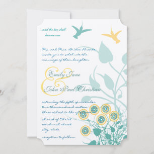 Convites Christian Wedding Invitation Humming Birds Flowers