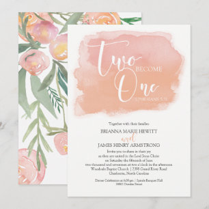 Convites Christian Wedding Watercolor Floral e Coral