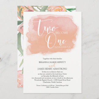 Convites Christian Wedding Watercolor Floral e Coral