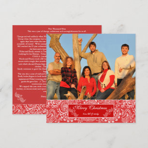 Convites Christma Letter on Back Red Christmas Photo