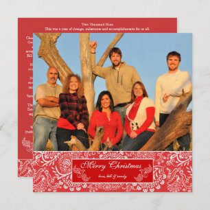 Convites Christma Letter on Back Red Christmas Photo