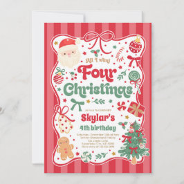 Convites Christmas 4th Birthday Party Coquette Bow Birthday