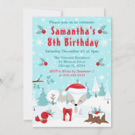 Convites Christmas Arctic Fox & Bird Winter Scene
