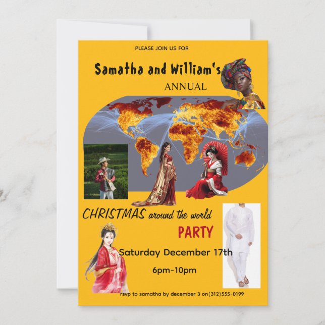 Convites Christmas Around The World Party Invitation (Frente)