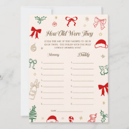 Convites Christmas Baby Shower Guess the Age Game Card