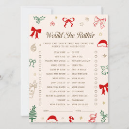 Convites Christmas Baby Shower Would She Rather Game Card