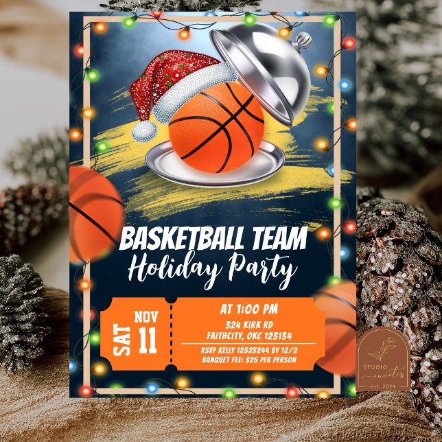 Convites Christmas Basketball Holiday Party (Criador carregado)