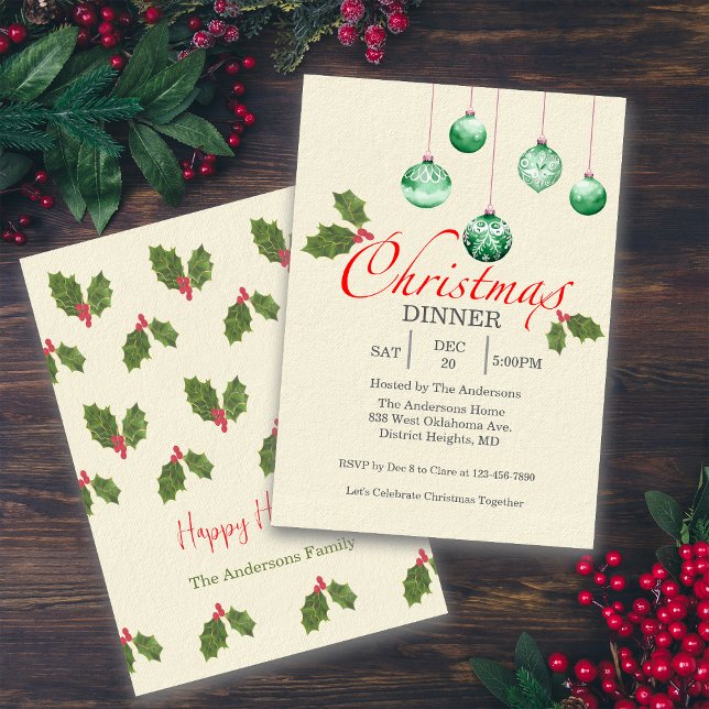 Convites Christmas Baubles Customize Party Invitation (Criador carregado)