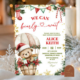 Convites Christmas Bear Air Balloon Santa Boy Baby Shower
