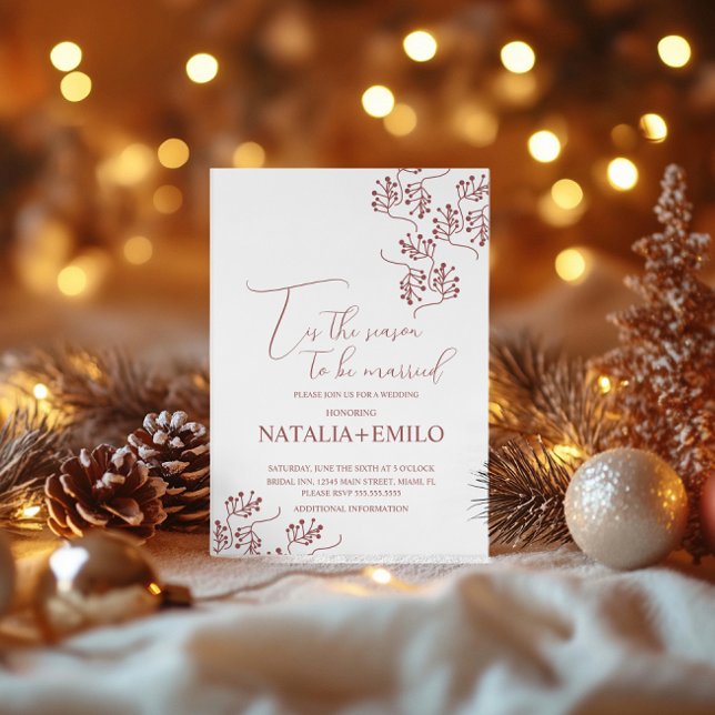 Convites Christmas Berries Elegant Holiday Wedding  (Criador carregado)