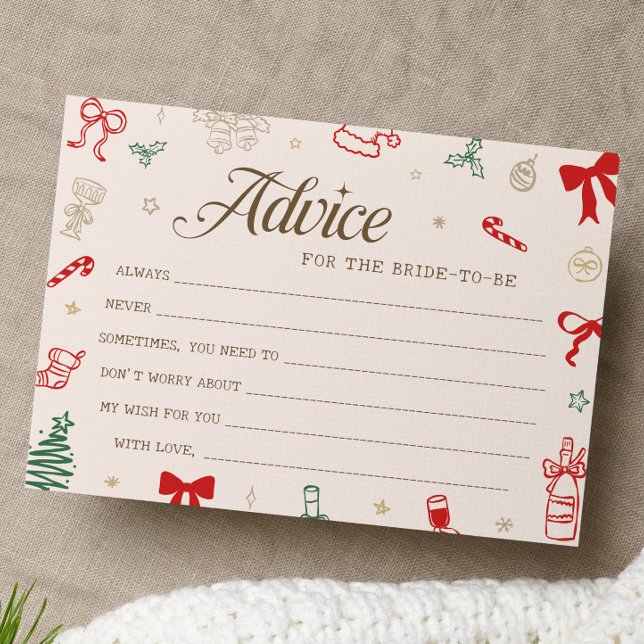 Convites Christmas Bridal Shower Advice for the Bride Card (Criador carregado)