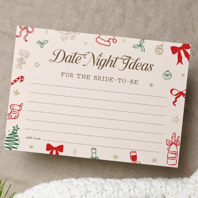Convites Christmas Bridal Shower Date Night Ideas Card (Criador carregado)
