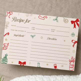 Convites Christmas Bridal Shower Recipe Card