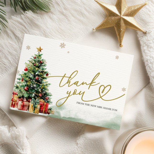 Convites Christmas Bridal Shower Thank You Card (Criador carregado)