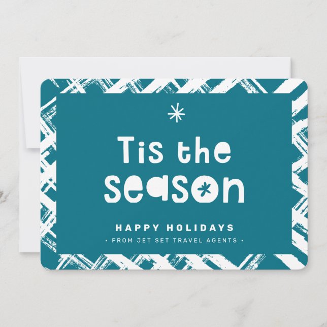 Convites CHRISTMAS BUSINESS THANKS logo tis the season blue (Frente)