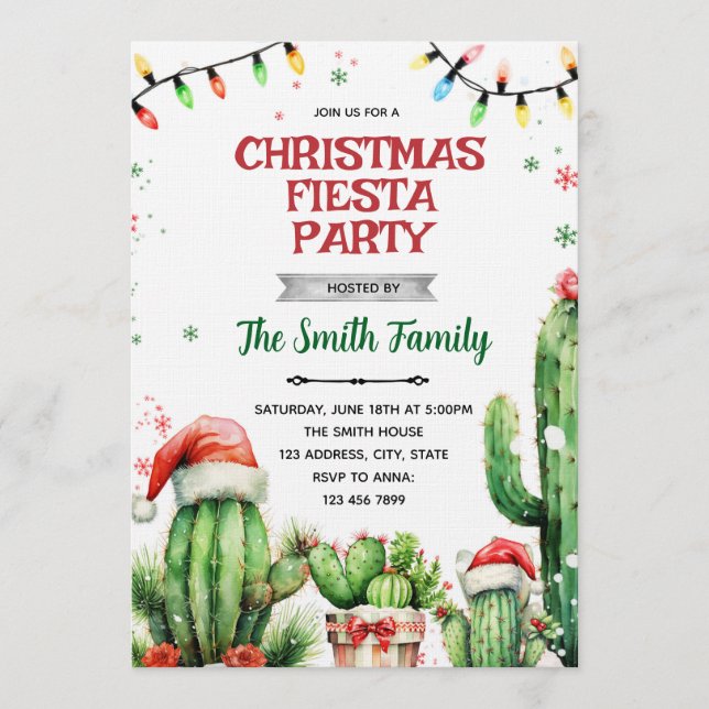 Convites Christmas Cactus Fiesta invitation (Frente)