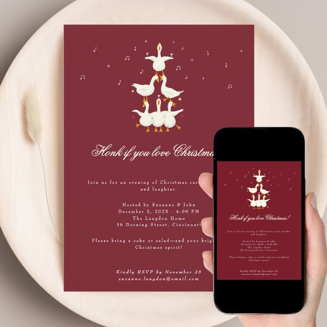 Convites Christmas Carol carolling goose invitation (Criador carregado)