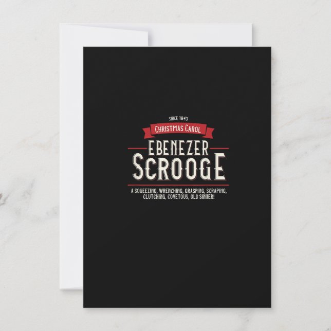 Convites Christmas Carol, Ebenezer Scrooge, Holiday Design, (Frente)
