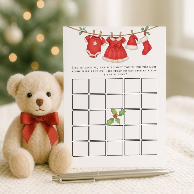 Convites Christmas Clothesline Bingo Baby Shower Game Card (Criador carregado)