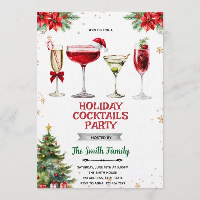 Convites Christmas Cocktail Party Invitation (Frente)