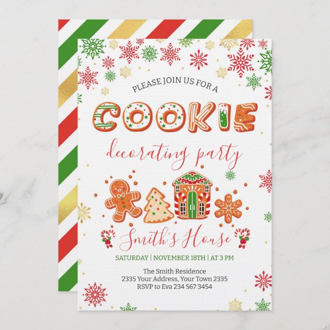 Convites Christmas Cookie Decorating Party (Frente/Verso)