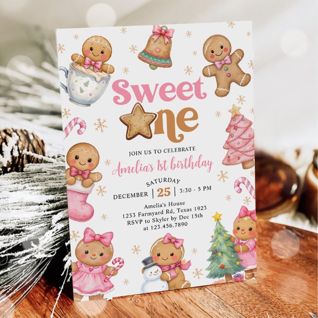 Convites Christmas Cookie Sweet One 1st Birthday Party (Criador carregado)