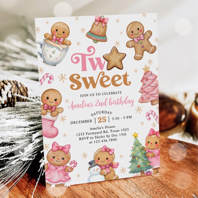 Convites Christmas Cookie Two Sweet 2nd Birthday Party (Criador carregado)