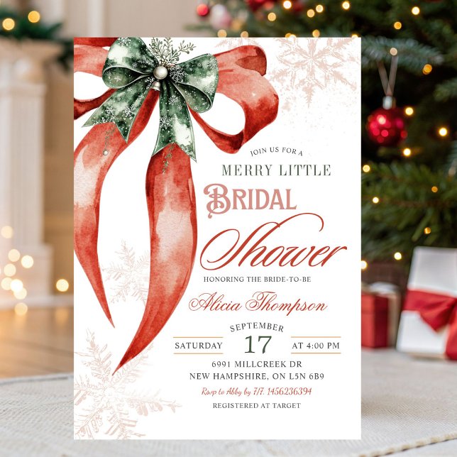 Convites Christmas Coquette Merry Little Bridal Shower (Criador carregado)