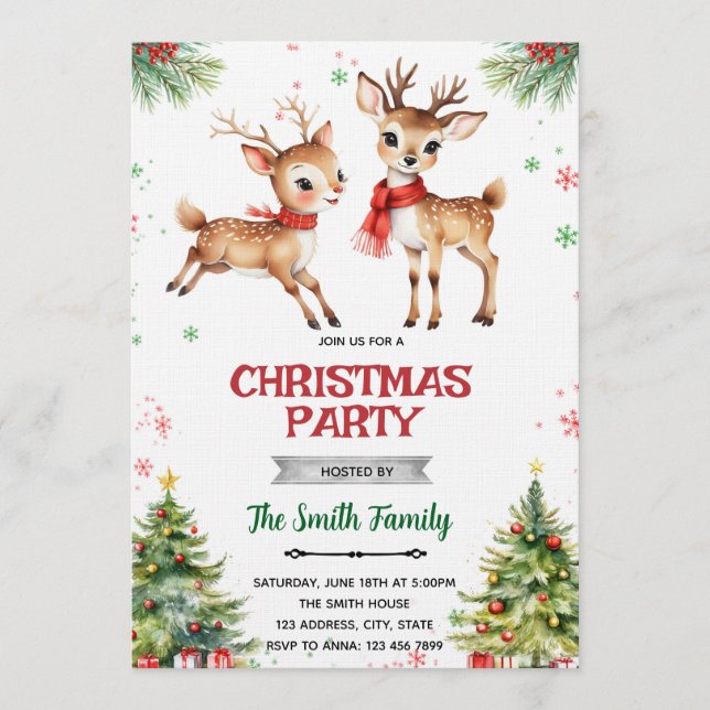 Convites Christmas Deer reindeer invitation (Frente)