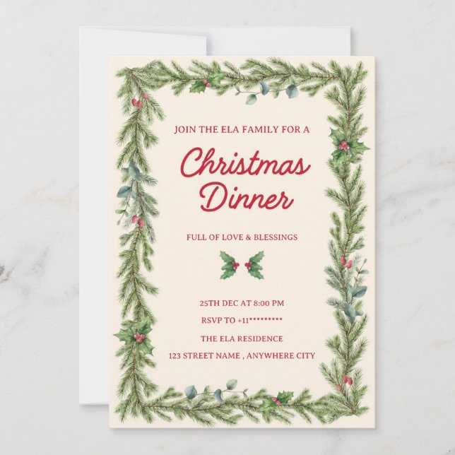 Convites Christmas Dinner Invitation card (Frente)