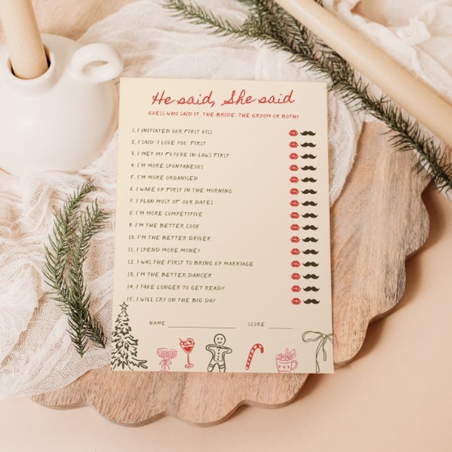 Convites Christmas Doodle He said She said Card (Criador carregado)