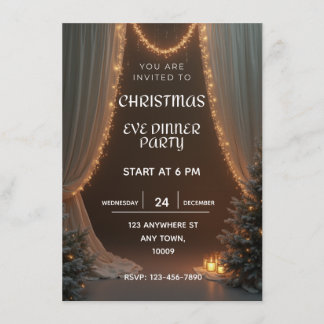 Convites Christmas Eve dinner party invitation template