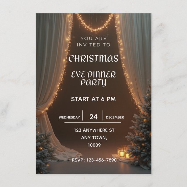 Convites Christmas Eve dinner party invitation template (Frente)