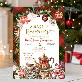 Convites Christmas Floral Baby Brew Tea Party Baby Shower
