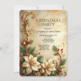 Convites Christmas Floral Holiday Party Invitation