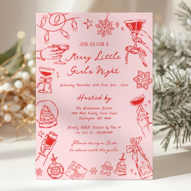 Convites Christmas Girls Night Invitation (Christmas Girls Night Invitation)