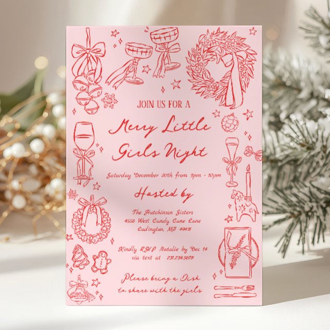 Convites Christmas Girls Night Invitation (Christmas Girls Night Invitation)