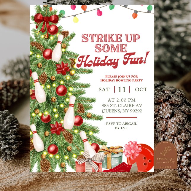 Convites Christmas Holiday Bowling Party (Criador carregado)