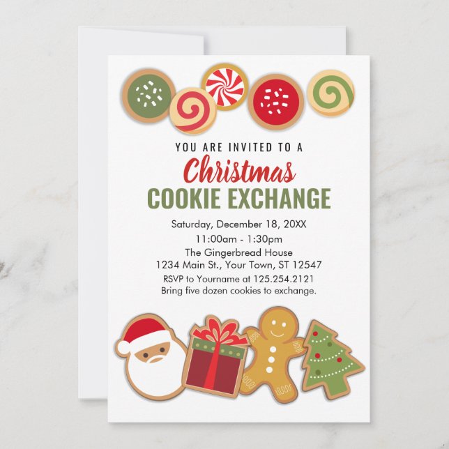 Convites Christmas Holiday Cookie Exchange Invitation (Frente)