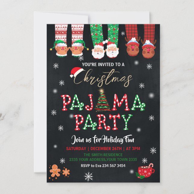 Convites Christmas Holiday Pajama Party Invitation (Frente)